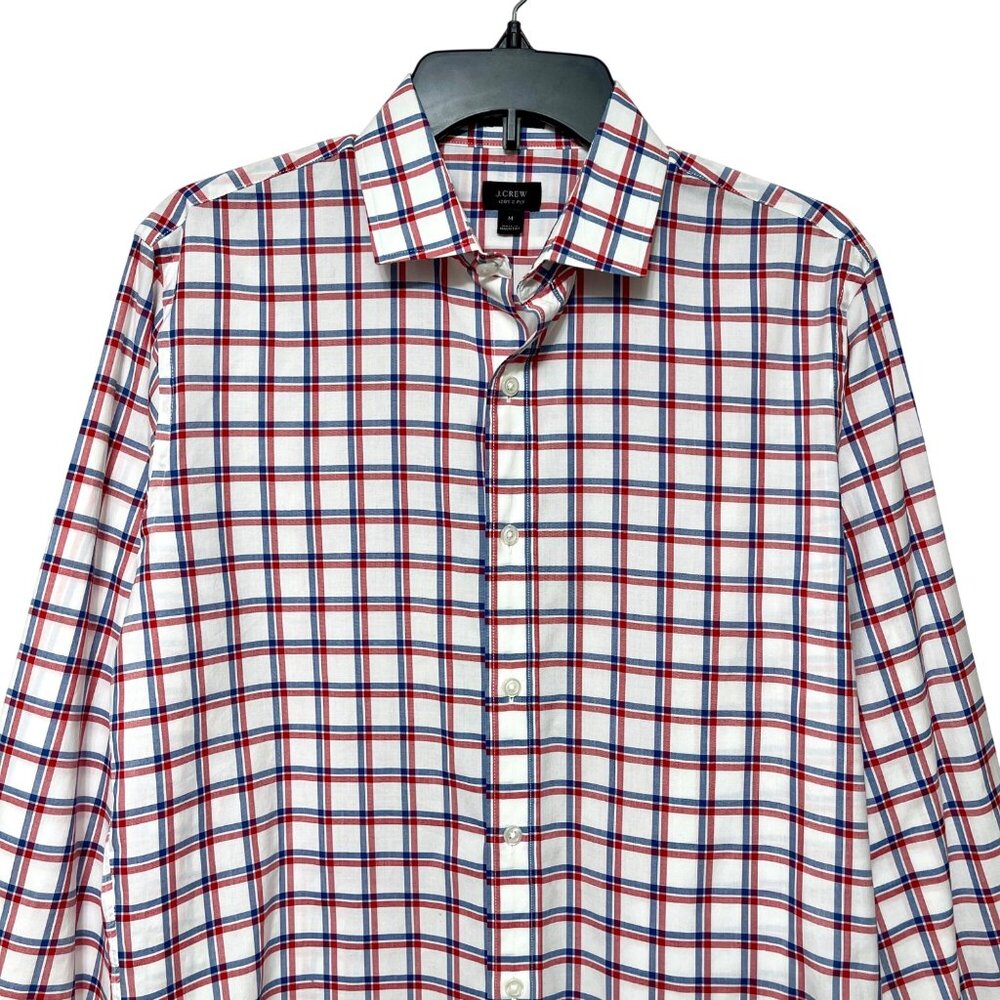 J.Crew Mens Cotton Red & Blue Plaid Button-Down Long Sleeve Shirt M